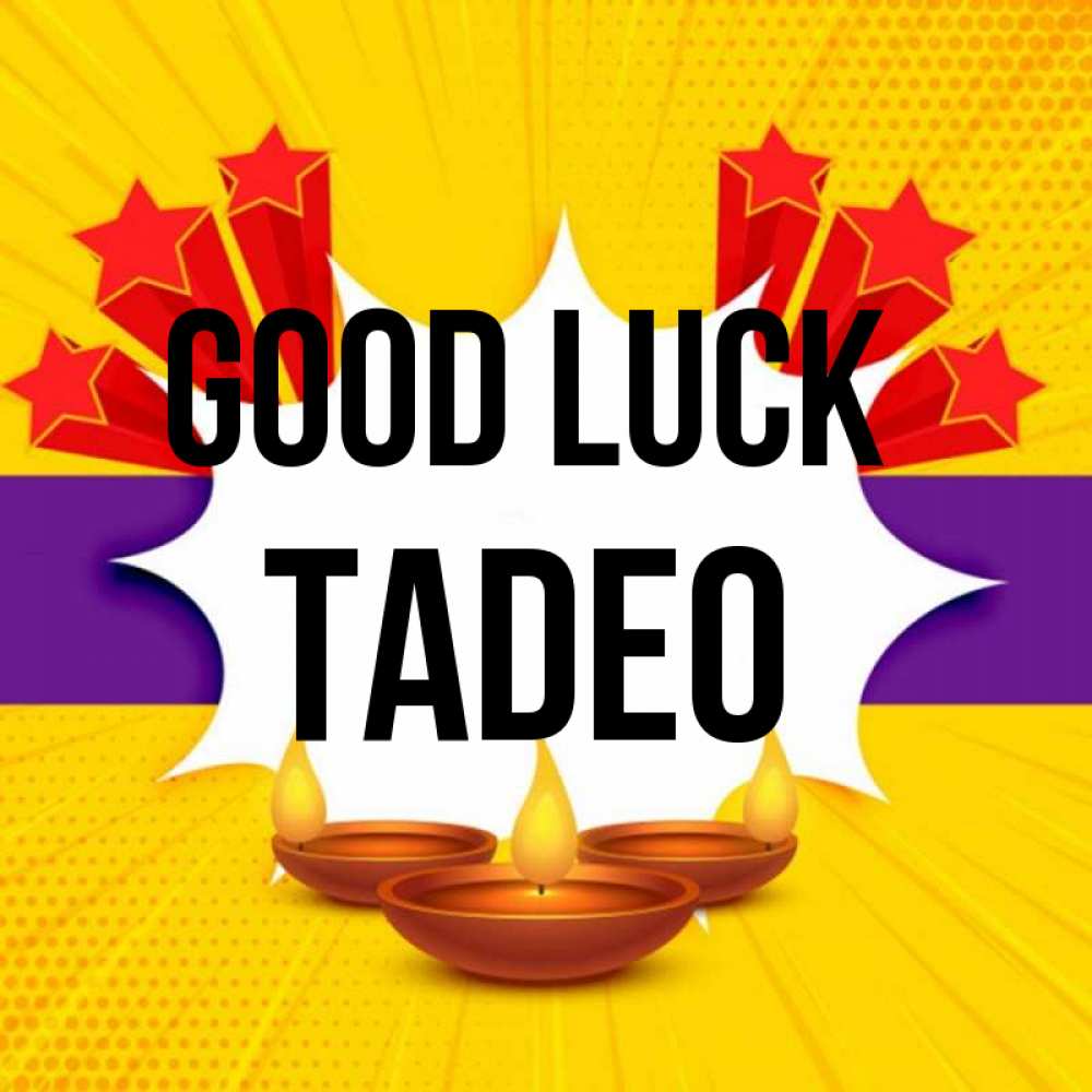 Greetings card с именем, Tadeo Good luck векторное изображение Greetings with text for free download 
