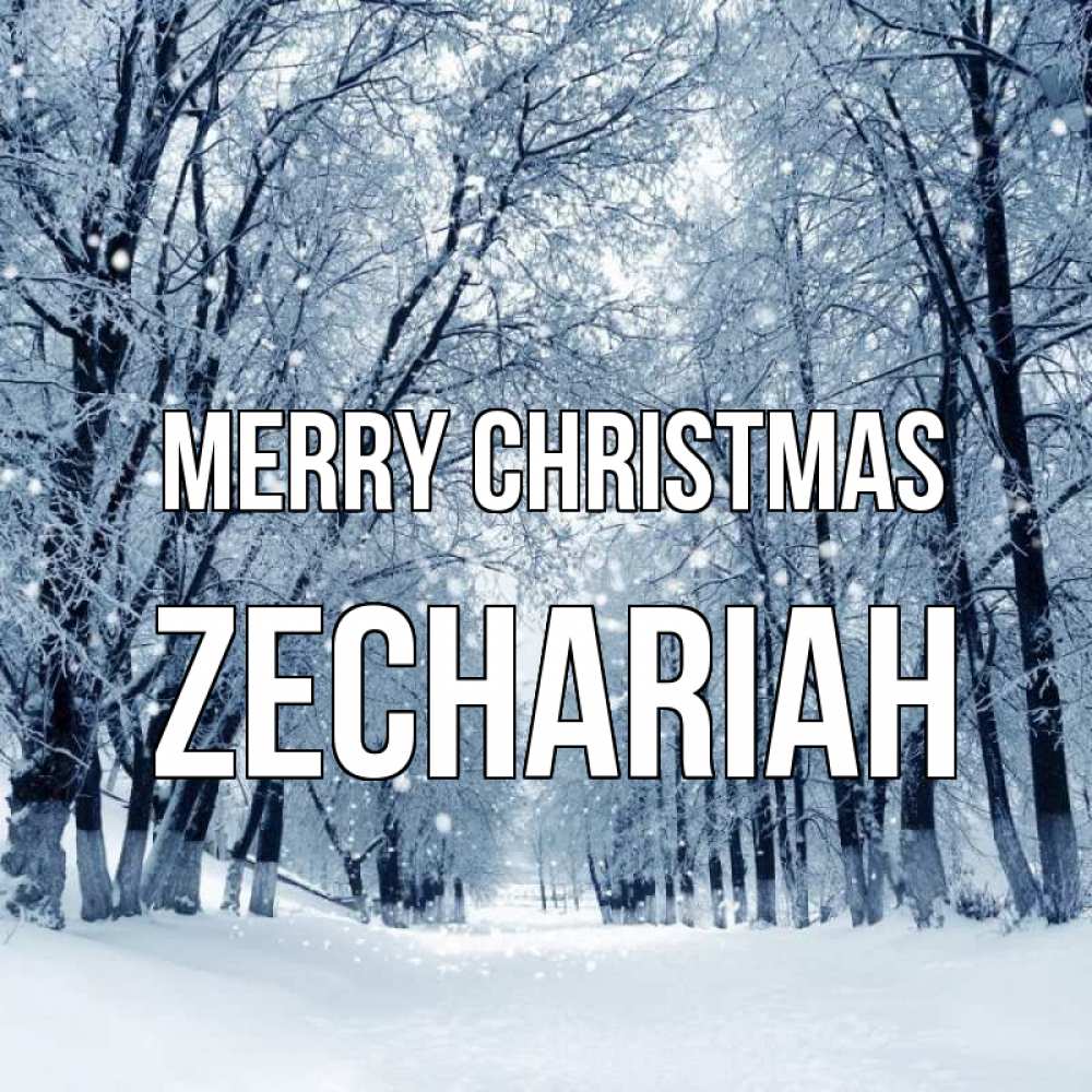 Greetings card с именем, Zechariah Merry Christmas снег, лес, парк Greetings with text for free download 