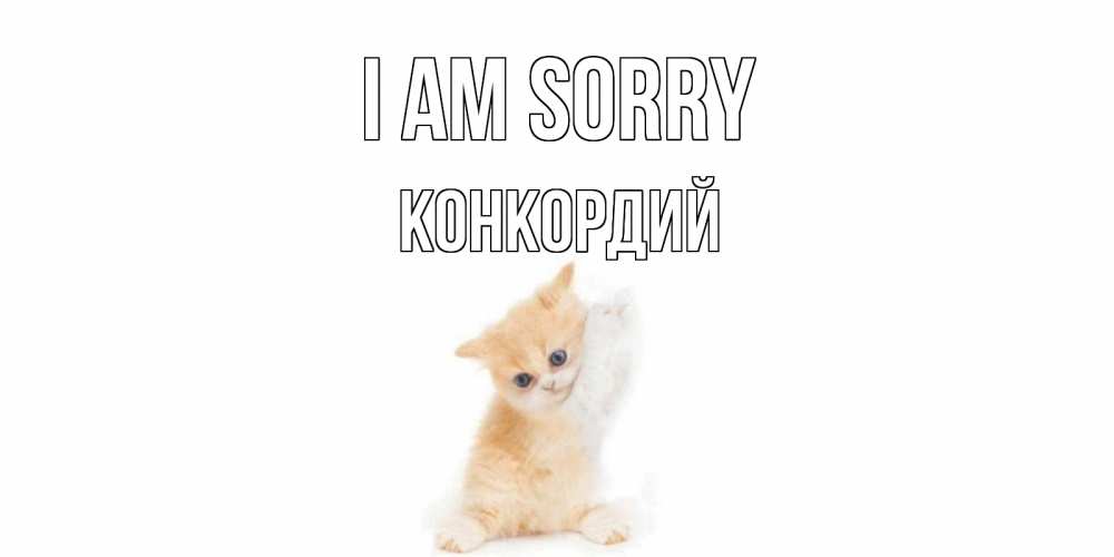 Greetings card с именем, Конкордий I am sorry кот Greetings with text for free download 