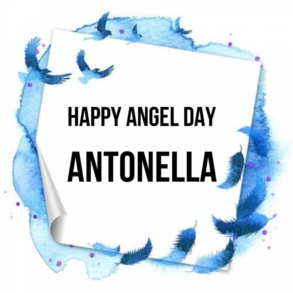 Greetings card с именем, Antonella happy angel day красивые птицы летят Greetings with text for free download 