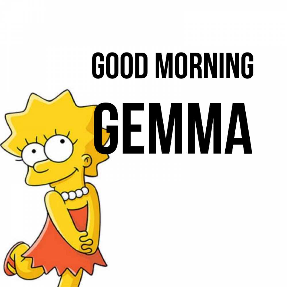 Greetings card с именем, Gemma Good morning в платье и ожерелье Greetings with text for free download 