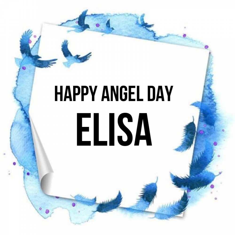 Greetings card с именем, Elisa happy angel day красивые птицы летят Greetings with text for free download 