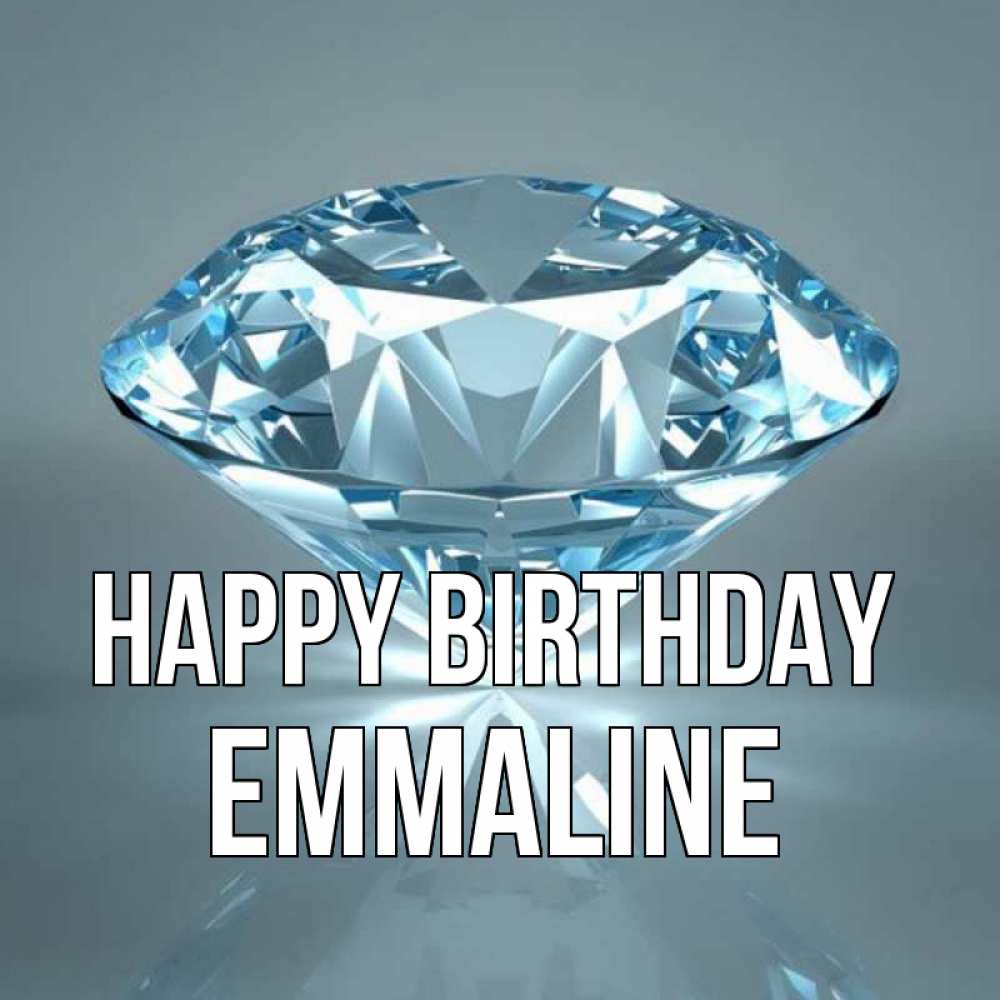 Greetings card с именем, Emmaline Happy Birthday с бриллиантом голубого цвета Greetings with text for free download 