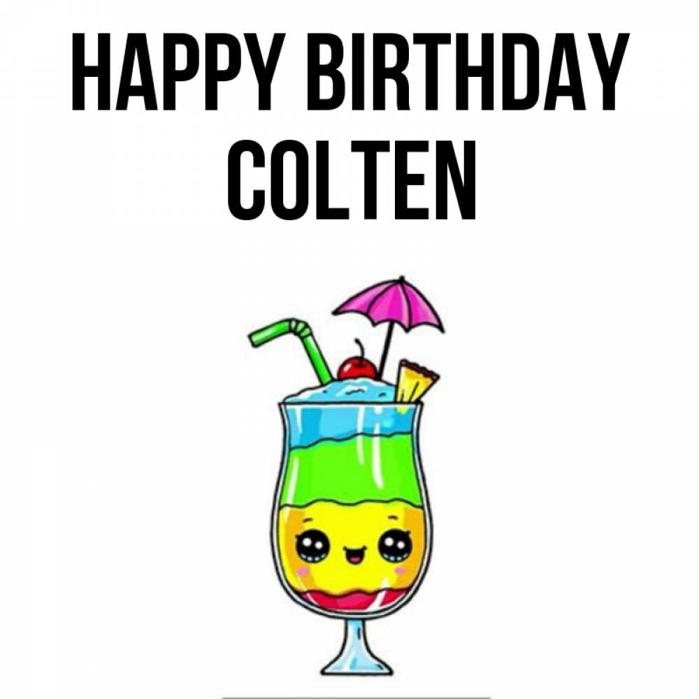 Greetings card с именем, Colten Happy Birthday с зонтиком Greetings with text for free download 
