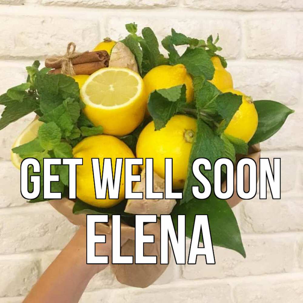 Greetings card с именем, Elena Get well soon витамины Greetings with text for free download 