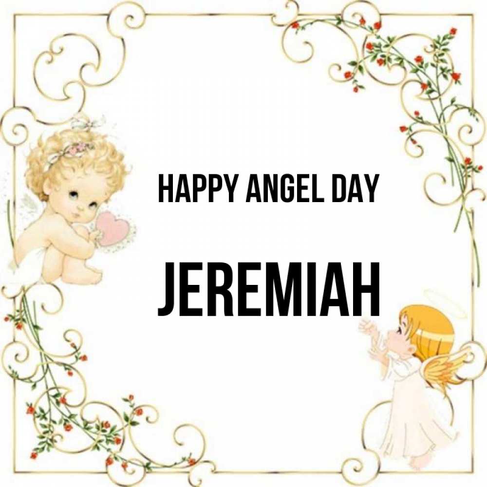 Greetings card с именем, Jeremiah happy angel day ангелы желают прекрасных именин Greetings with text for free download 