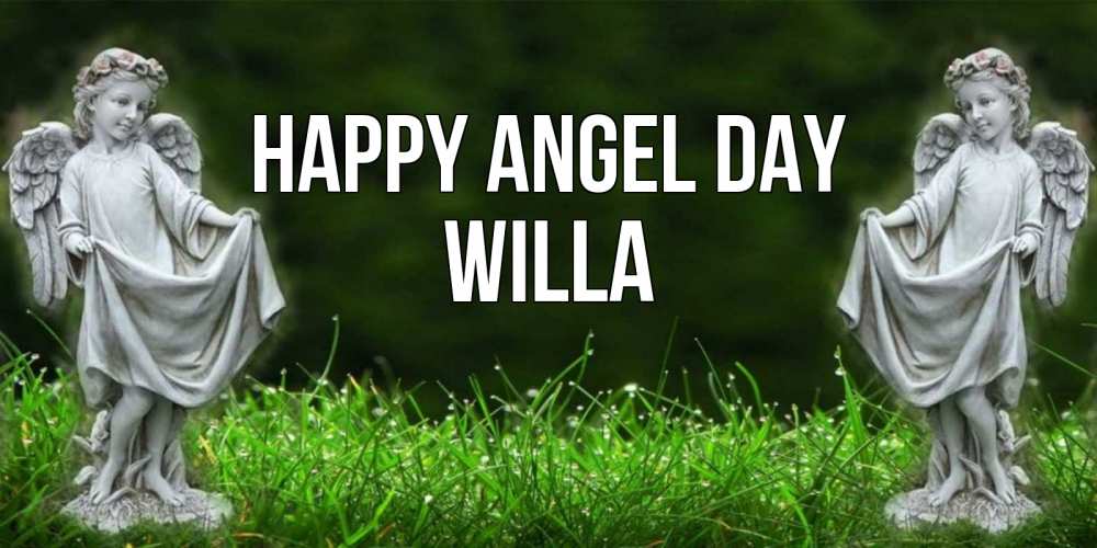 Greetings card с именем, Willa happy angel day небо, ангел, девушка Greetings with text for free download 