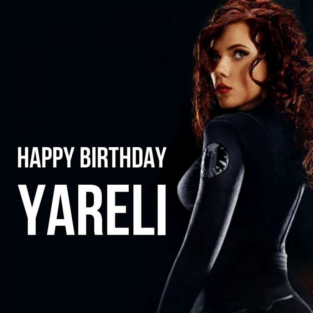 Greetings card с именем, Yareli Happy Birthday Марвел черная вдова Greetings with text for free download 