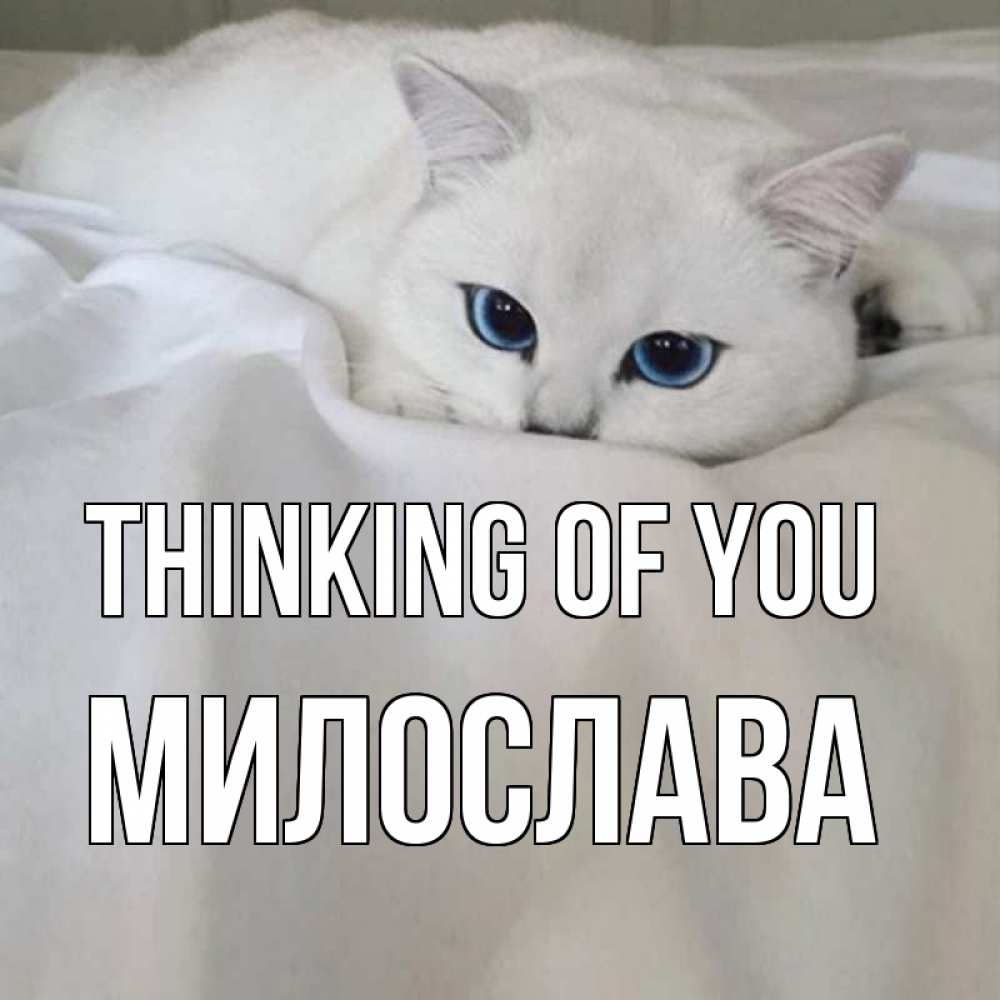 Greetings card с именем, Милослава Thinking of you я очень по тебе скучаю и тоскую Greetings with text for free download 
