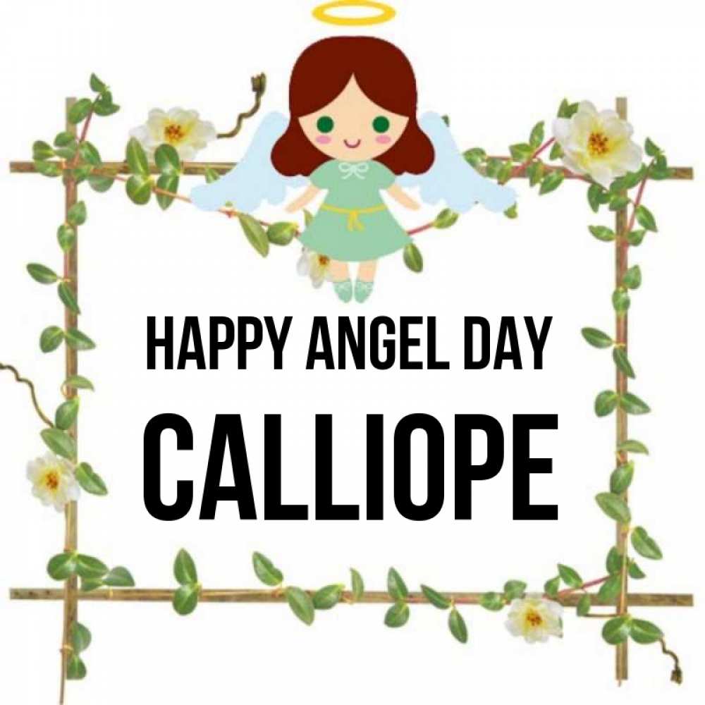 Greetings card с именем, Calliope happy angel day Ангел с нимбом Greetings with text for free download 