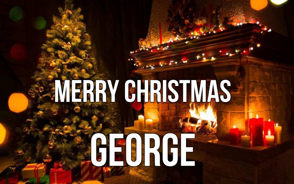 Greetings card с именем, George Merry Christmas новый год Greetings with text for free download 