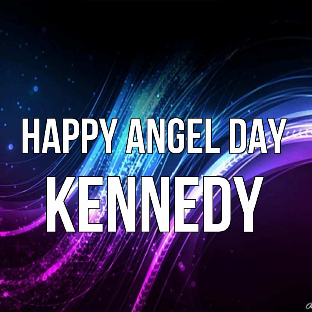 Greetings card с именем, Kennedy happy angel day фиолетовый фон Greetings with text for free download 
