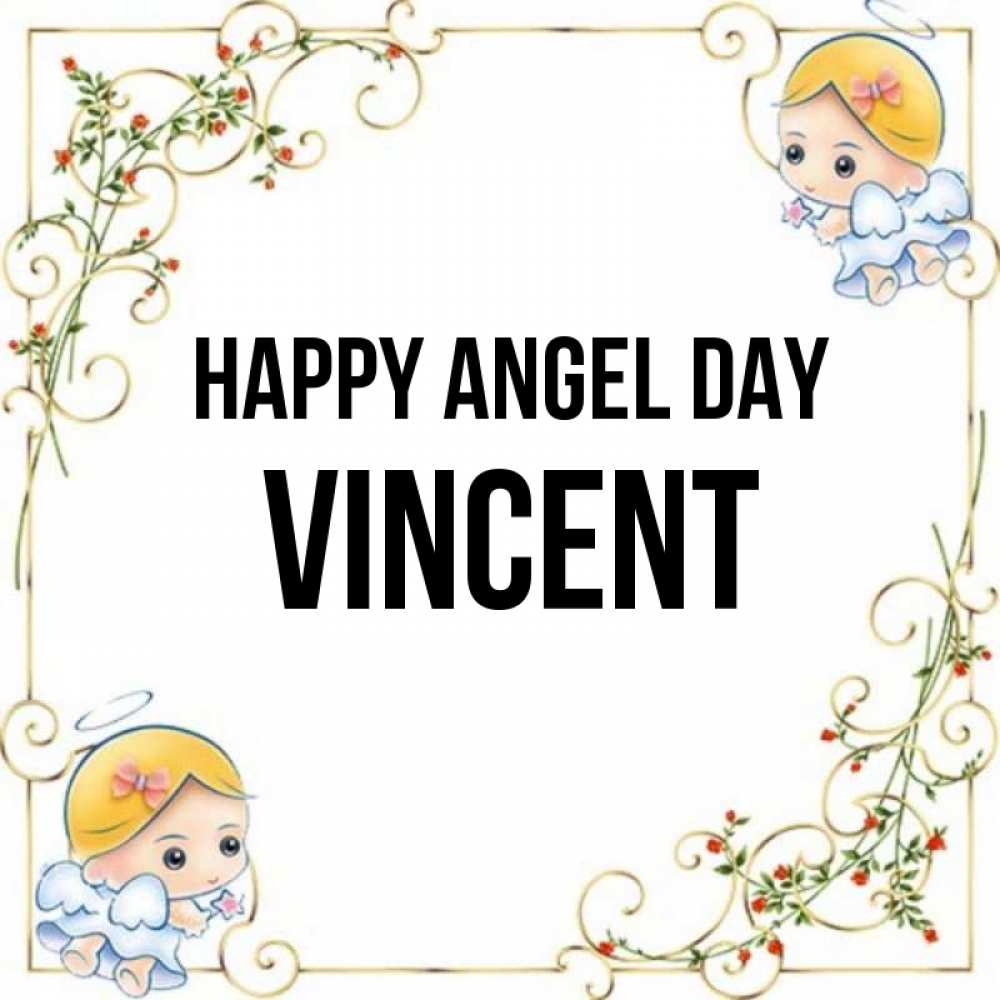 Greetings card с именем, Vincent happy angel day девочки ангелы Greetings with text for free download 