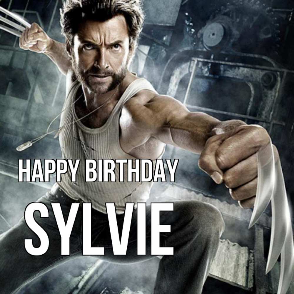 Greetings card с именем, Sylvie Happy Birthday супергерой в ярости Greetings with text for free download 