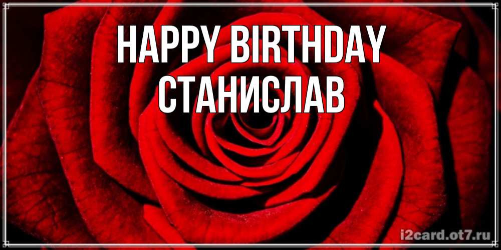 Greetings card с именем, Станислав Happy Birthday алая роза Greetings with text for free download 