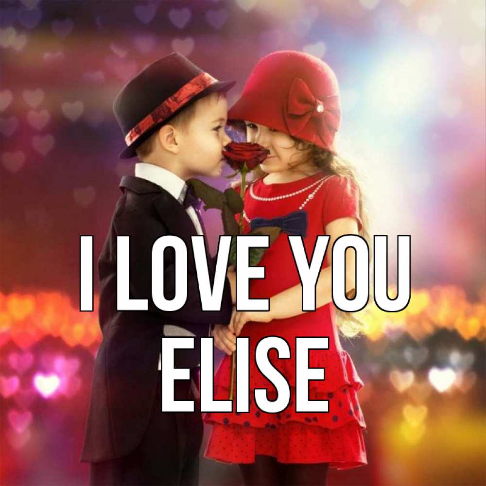 Greetings card с именем, Elise I love you черное и красное и роза Greetings with text for free download 
