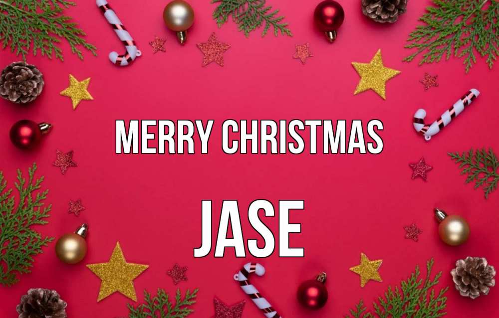Greetings card с именем, Jase Merry Christmas с рождеством Greetings with text for free download 