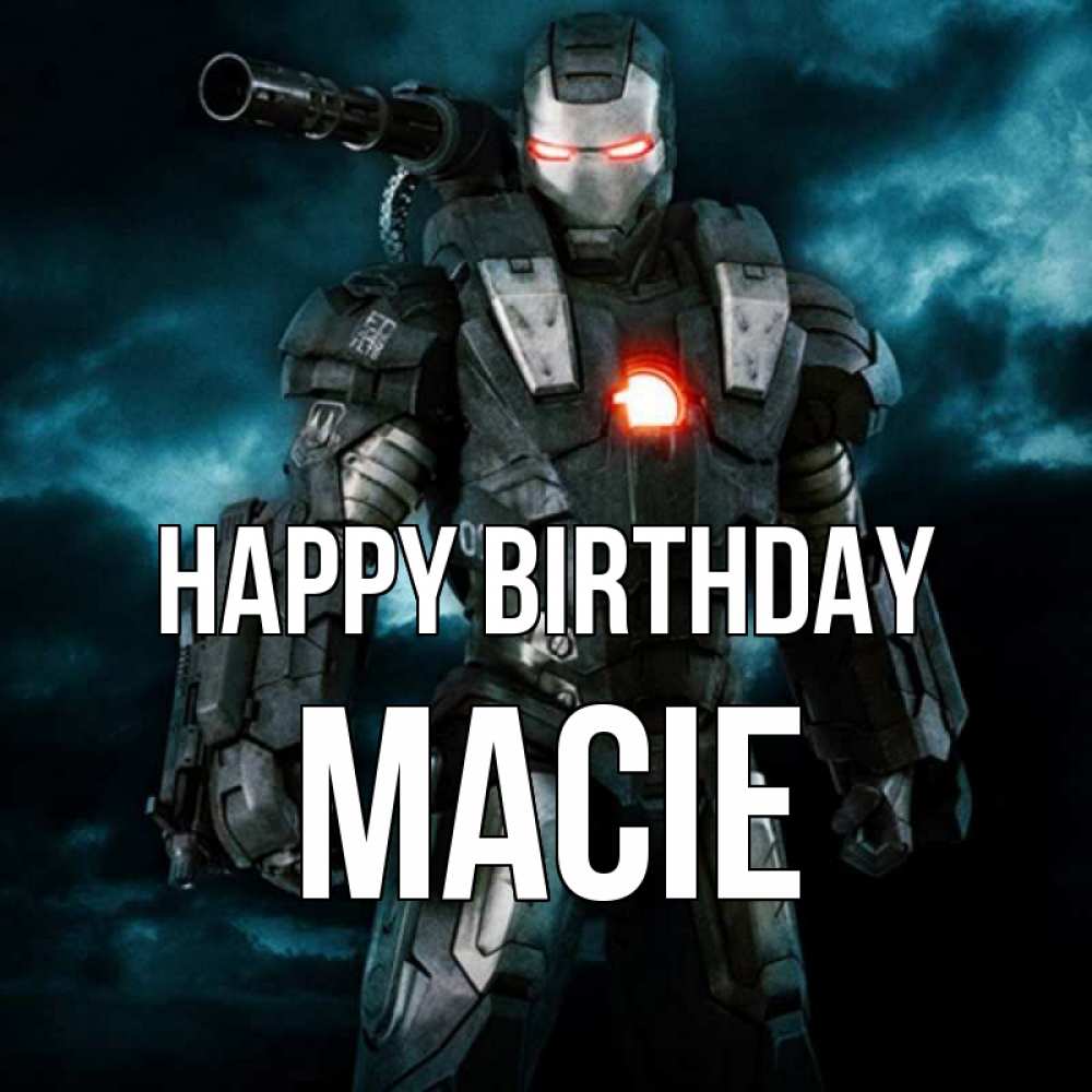 Greetings card с именем, Macie Happy Birthday марвел супергерой в новом костюме Greetings with text for free download 