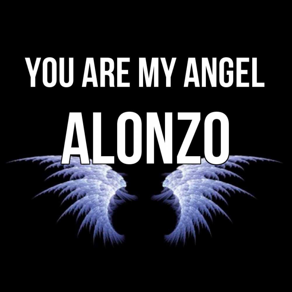 Greetings card с именем, Alonzo You are my angel ангельские крылья на черном фоне Greetings with text for free download 