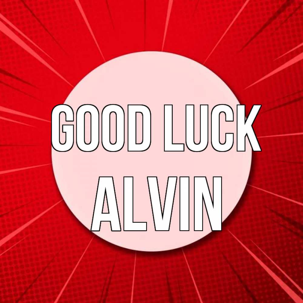 Greetings card с именем, Alvin Good luck розовая кнопка Greetings with text for free download 