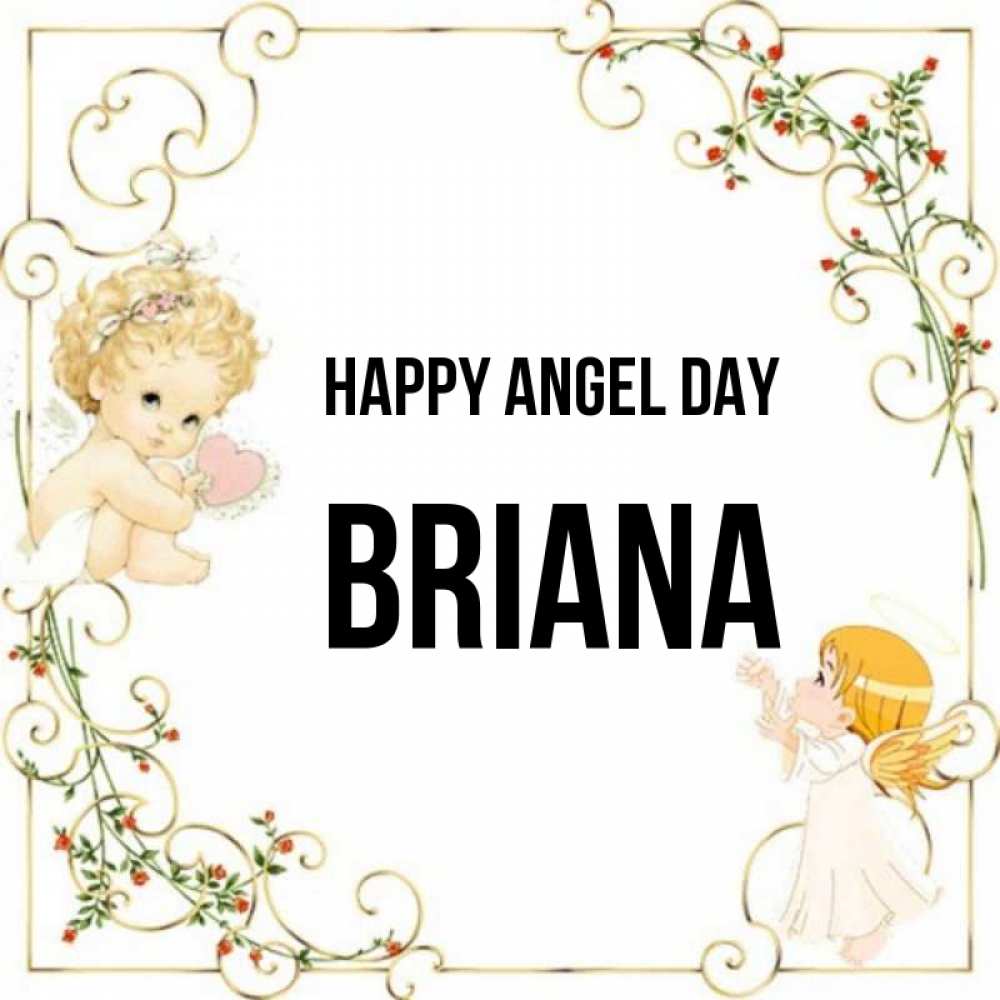 Greetings card с именем, Briana happy angel day ангелы желают прекрасных именин Greetings with text for free download 