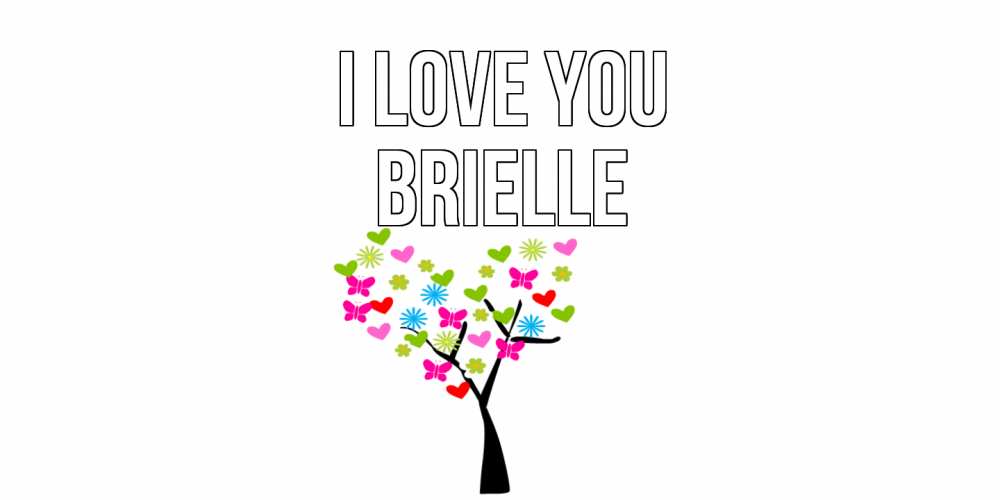 Greetings card с именем, Brielle I love you Дерево, бабочки Greetings with text for free download 