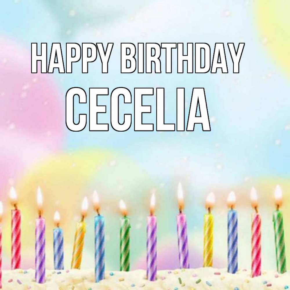 Greetings card с именем, Cecelia Happy Birthday разноцветное Greetings with text for free download 
