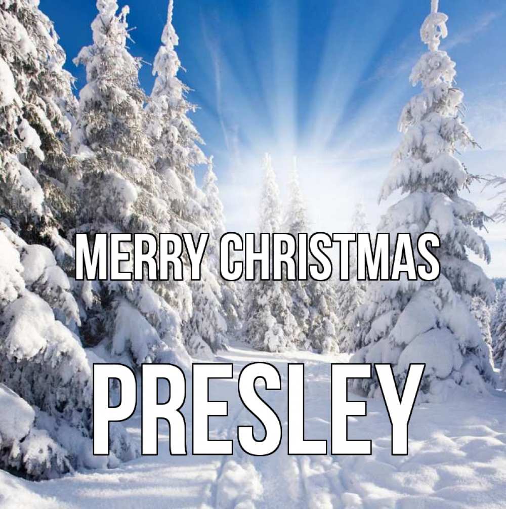 Greetings card с именем, Presley Merry Christmas зима, лес Greetings with text for free download 
