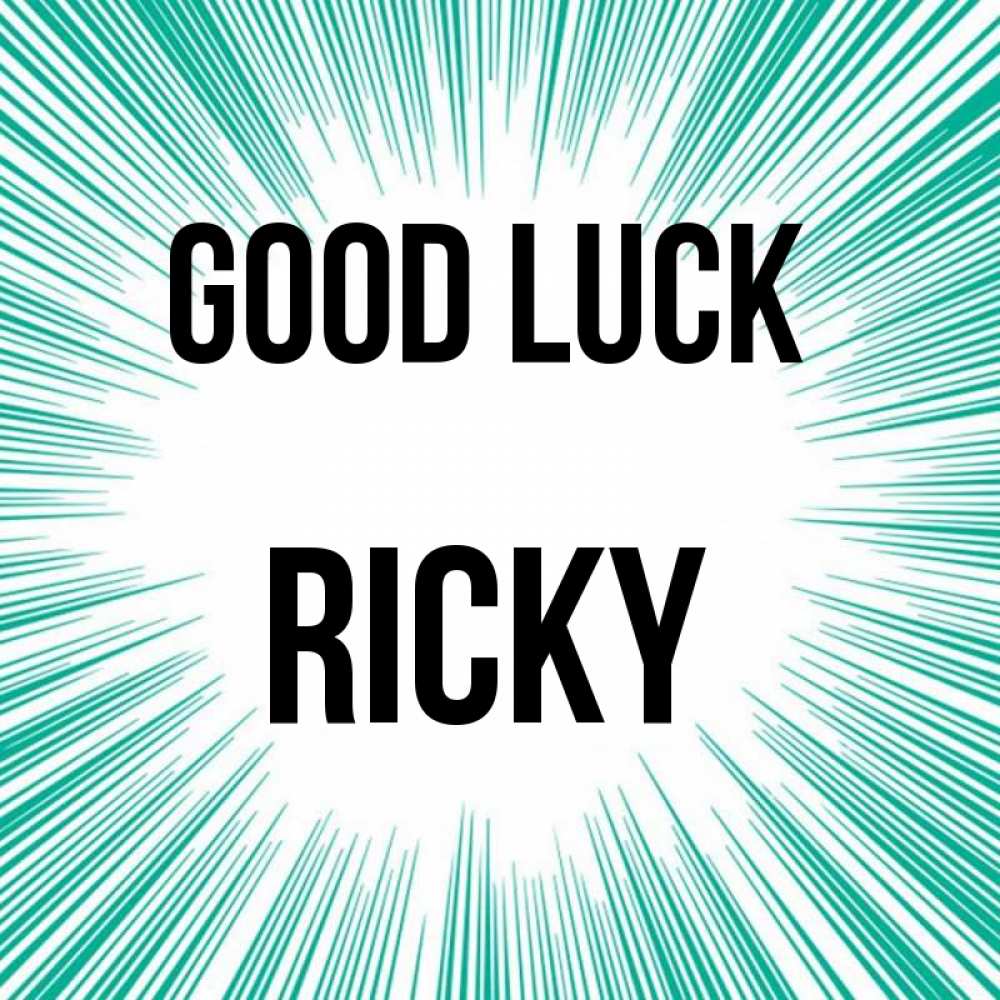 Greetings card с именем, Ricky Good luck на удачу Greetings with text for free download 