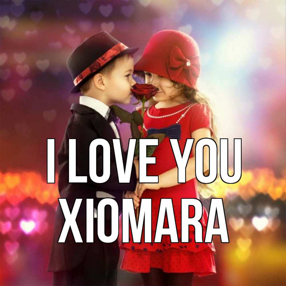 Greetings card с именем, Xiomara I love you черное и красное и роза Greetings with text for free download 