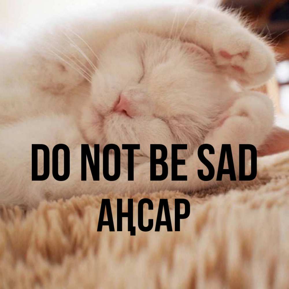 Greetings card с именем, Аңсар Do not be sad Котенок спит Greetings with text for free download 
