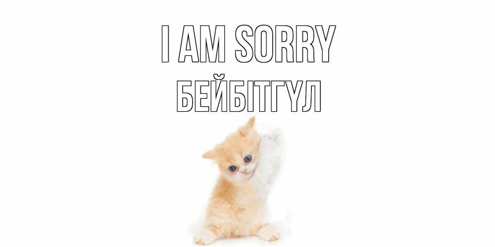 Greetings card с именем, БЕЙБІТГҮЛ I am sorry кот Greetings with text for free download 