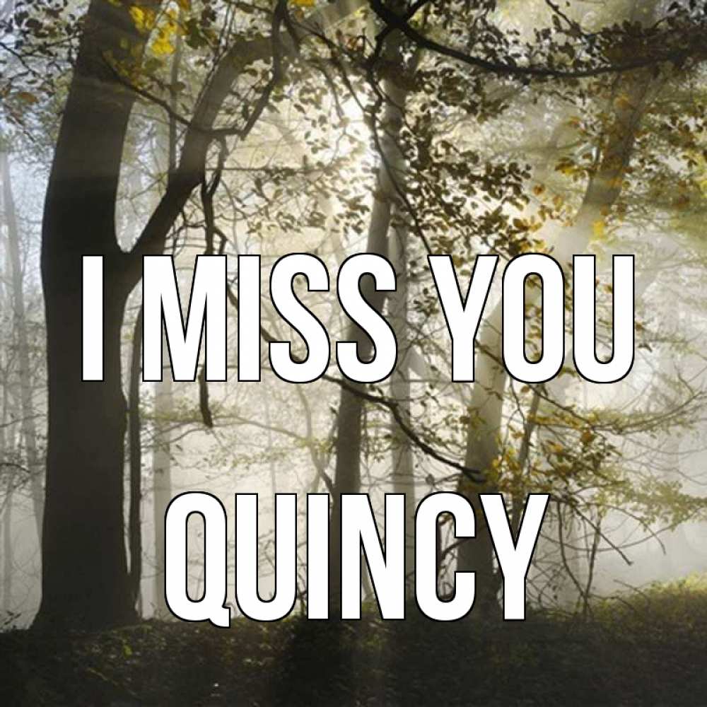Greetings card с именем, Quincy I miss you грустно Greetings with text for free download 