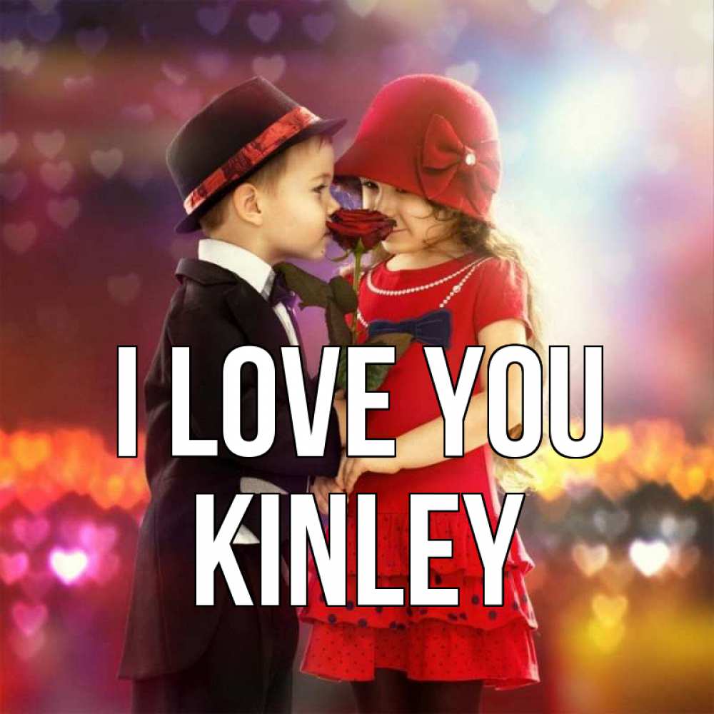 Greetings card с именем, Kinley I love you черное и красное и роза Greetings with text for free download 