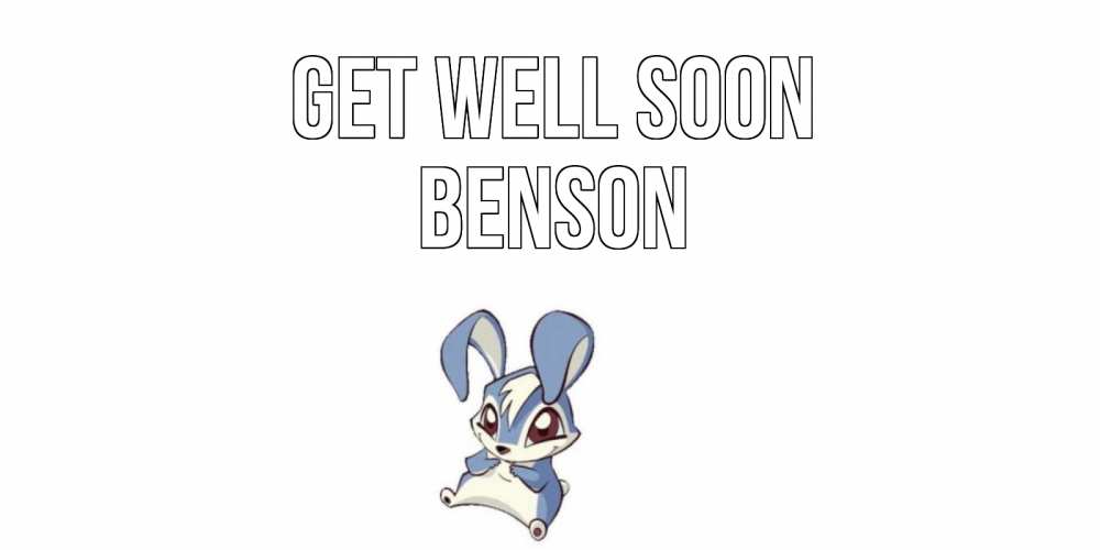 Greetings card с именем, Benson Get well soon серый заяц на открытке про выздоравление Greetings with text for free download 