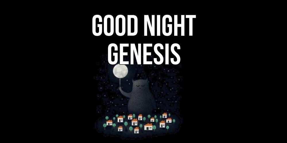 Greetings card с именем, Genesis Good night кот,луна, ночь, звезды Greetings with text for free download 