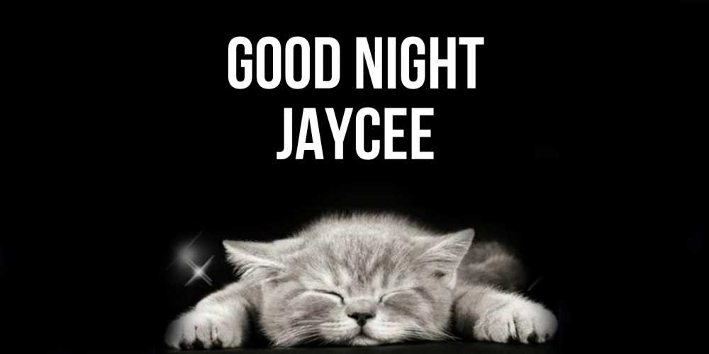 Greetings card с именем, Jaycee Good night спящий котик Greetings with text for free download 