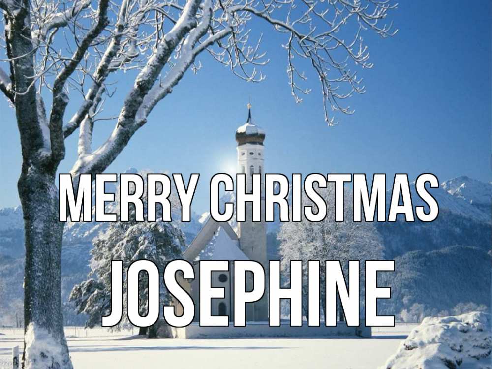 Greetings card с именем, Josephine Merry Christmas зима, храм, костел Greetings with text for free download 