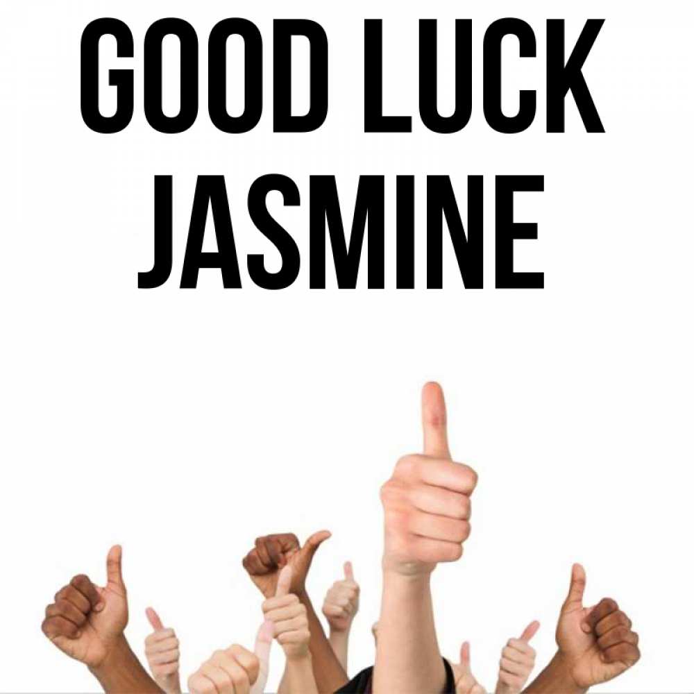 Greetings card с именем, Jasmine Good luck молодцом Greetings with text for free download 