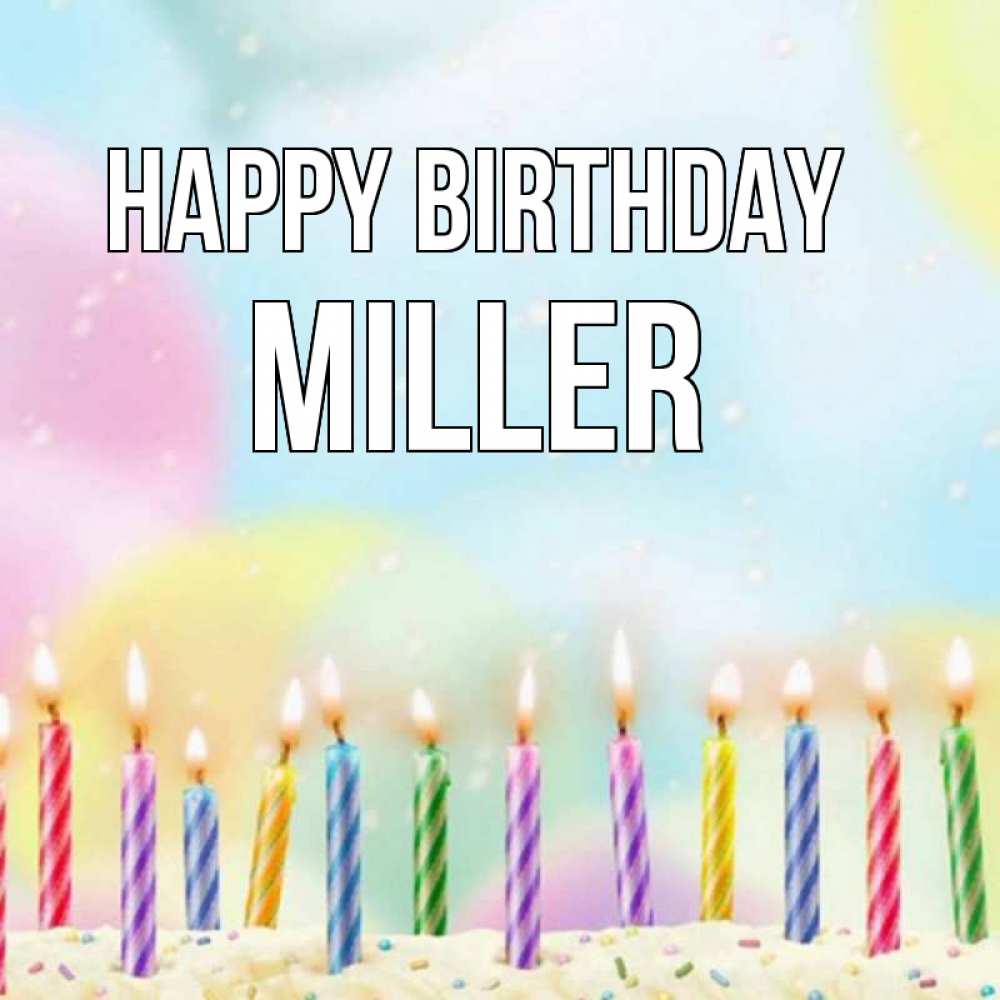 Greetings card с именем, Miller Happy Birthday разноцветное Greetings with text for free download 