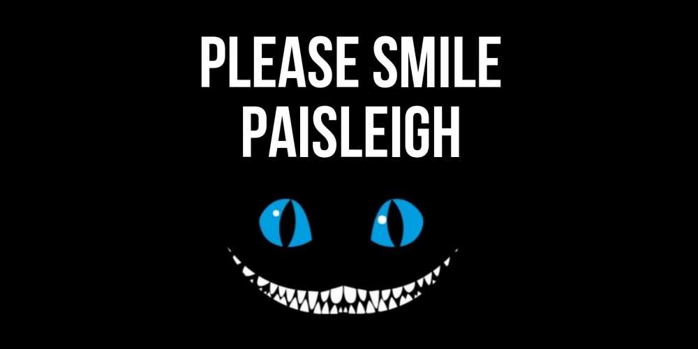 Greetings card с именем, Paisleigh Please smile кот улыбается Greetings with text for free download 