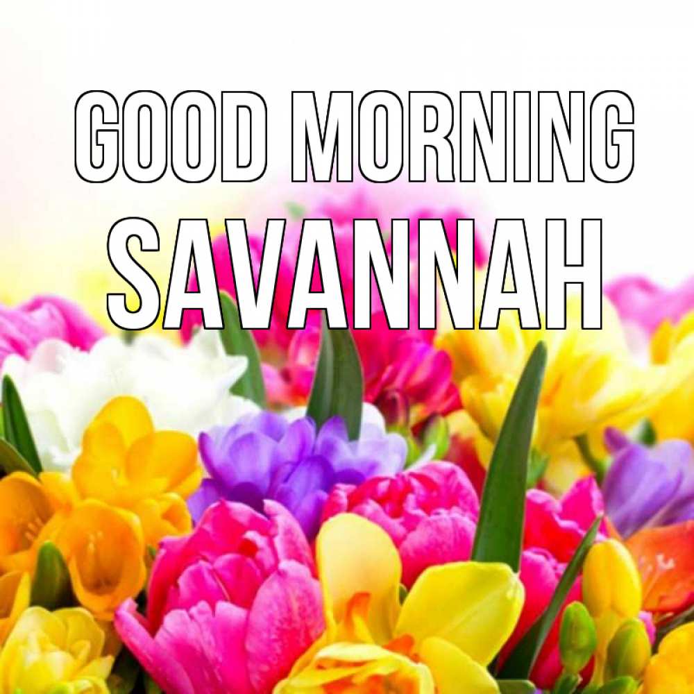Greetings card с именем, Savannah Good morning создать открытку со свое подписью Greetings with text for free download 
