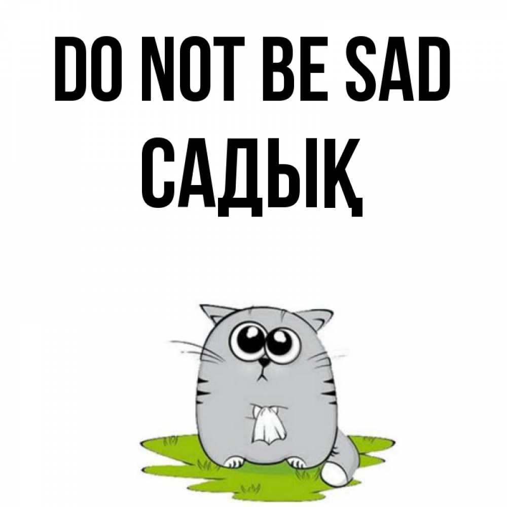 Greetings card с именем, САДЫҚ Do not be sad грустный котяра Greetings with text for free download 