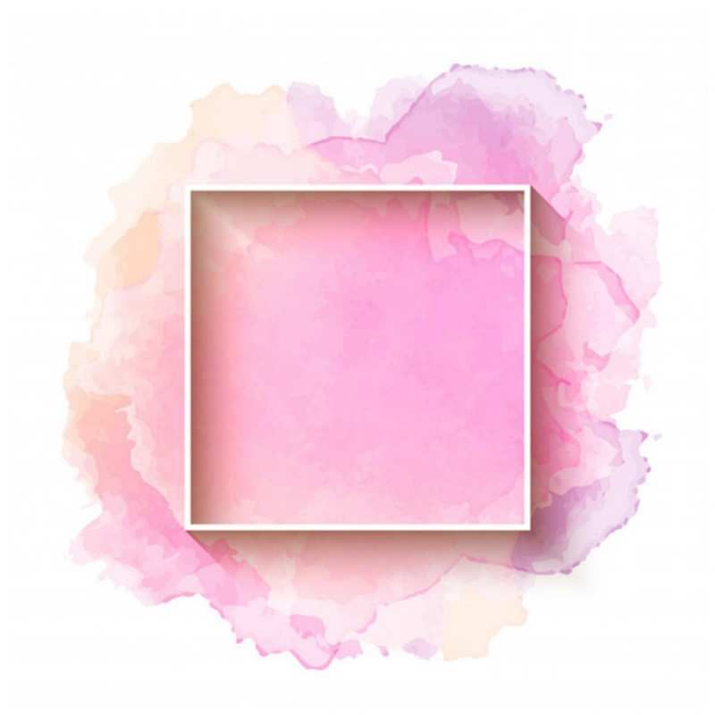 Открытка акварель розовая  рамка  Good luck 