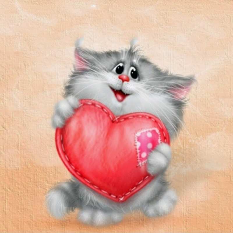 Открытка для тебя пушистое чудо  сердце с заплаткой  I love you 