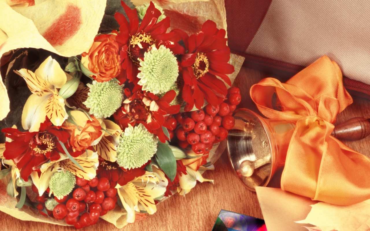 Открытка букет цветов 1 с днем учителя 1 Happy Teacher`s Day 