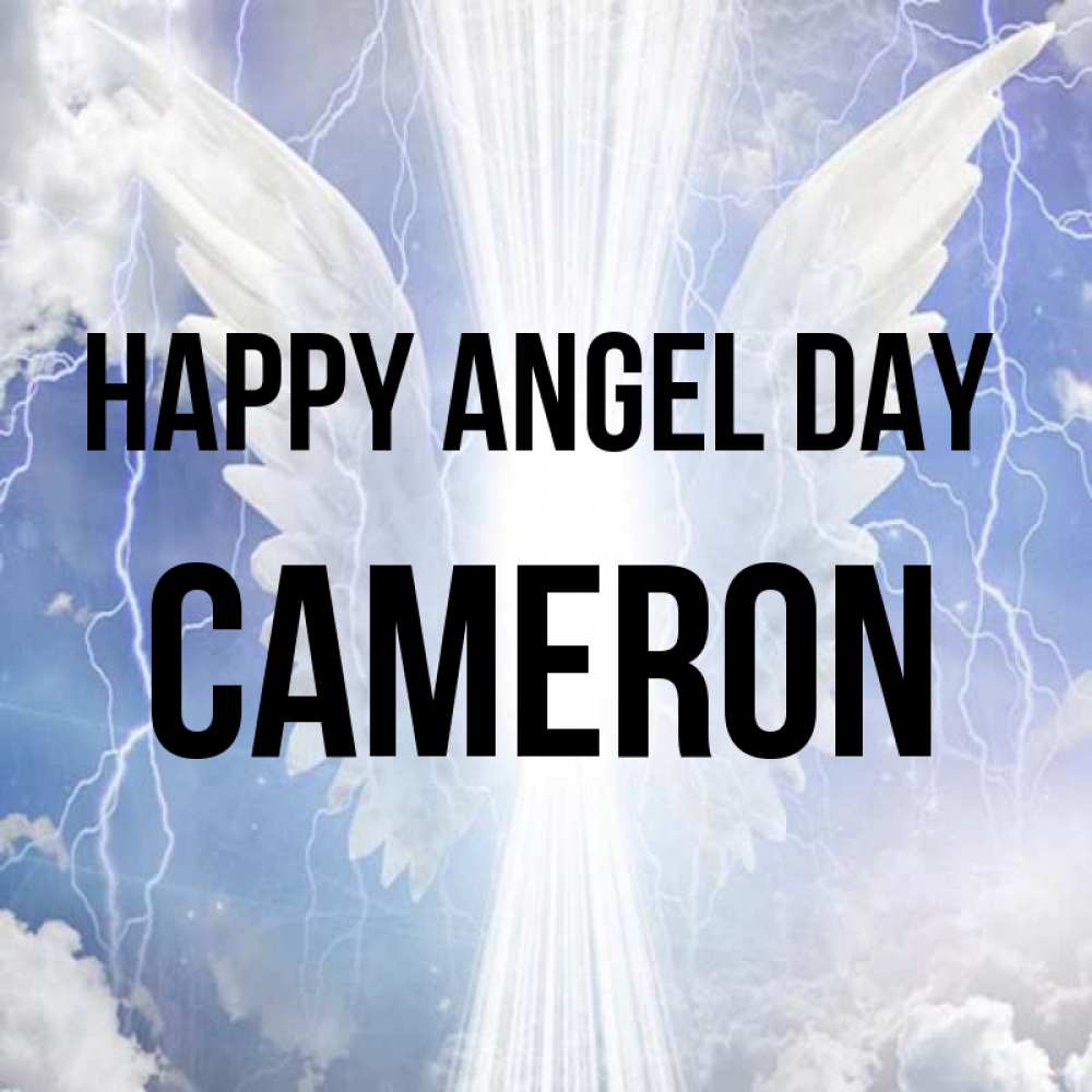 Greetings card с именем, Cameron happy angel day молнии на небе и свет Greetings with text for free download 