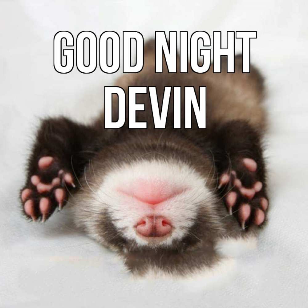 Greetings card с именем, Devin Good night зверек Greetings with text for free download 