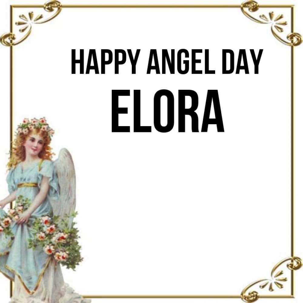 Greetings card с именем, Elora happy angel day с именинами от девушки ангела Greetings with text for free download 