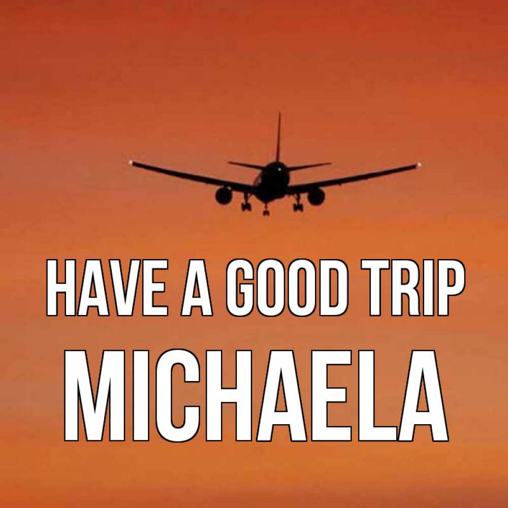 Greetings card с именем, Michaela Have a good trip силуэт самолета Greetings with text for free download 